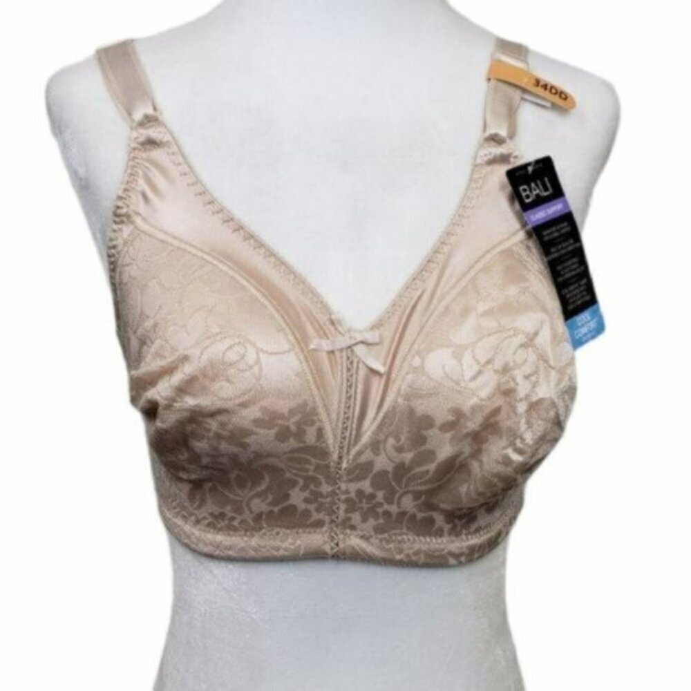 New Bali 34DD Classic Support Bra Smoothing Cool Comfort Cream
